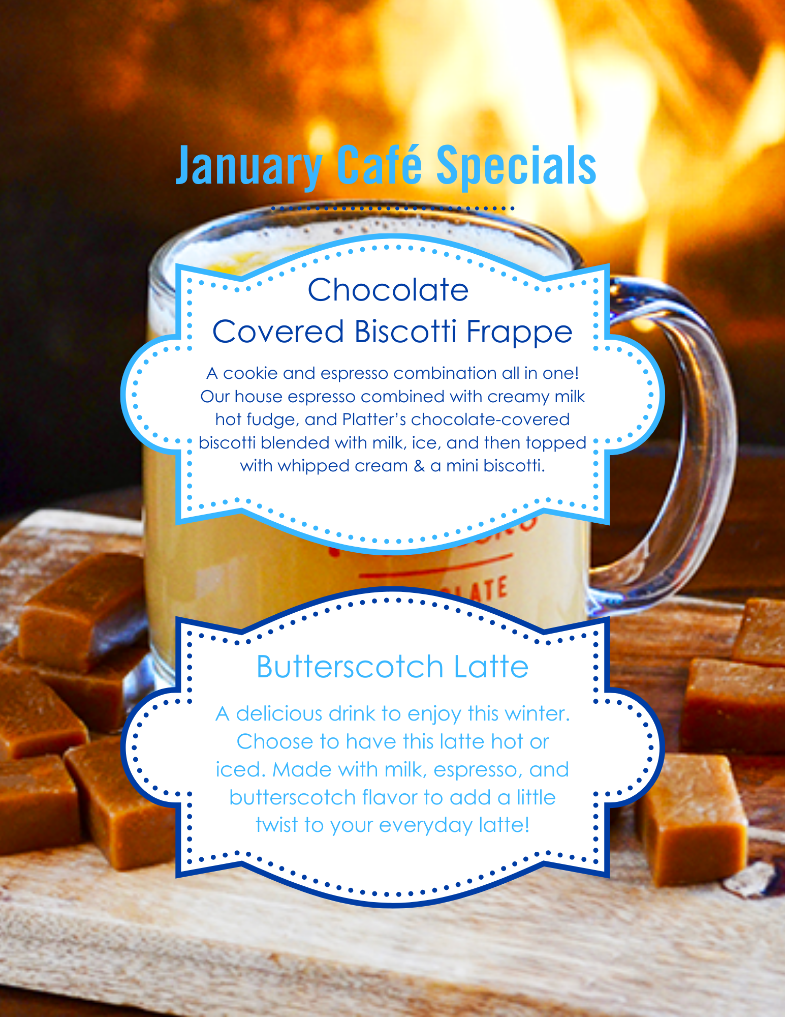 January Cafe Drink And Ice Cream Specials Platter S Chocolates