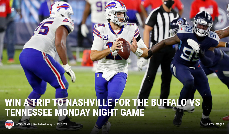 WIN A Trip to Nashville for Buffalo VS Tennessee